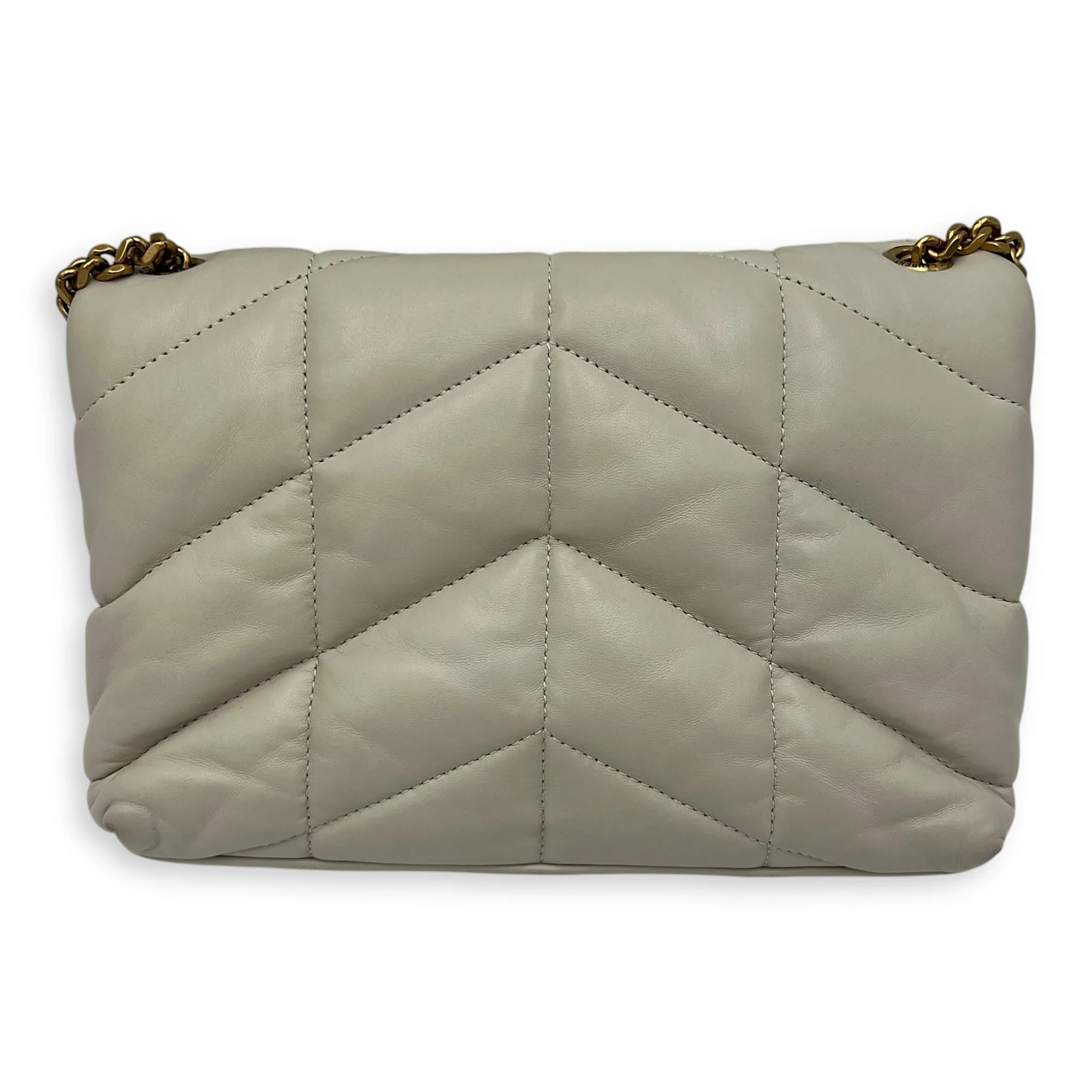 Puffer Shoulder Bag White in Lambskin, Gold hardware