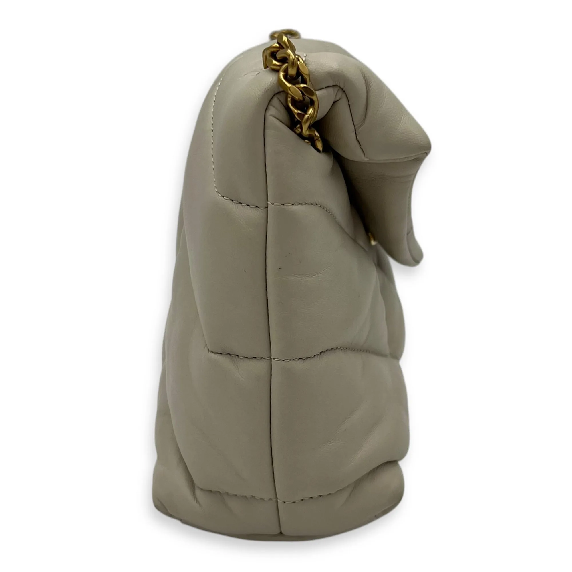 Puffer Shoulder Bag White in Lambskin, Gold hardware