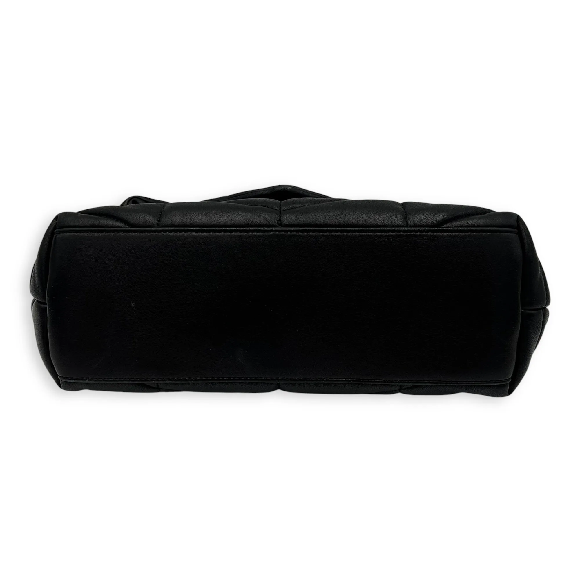 Puffer Shoulder Bag Black in Lambskin, Silver hardware