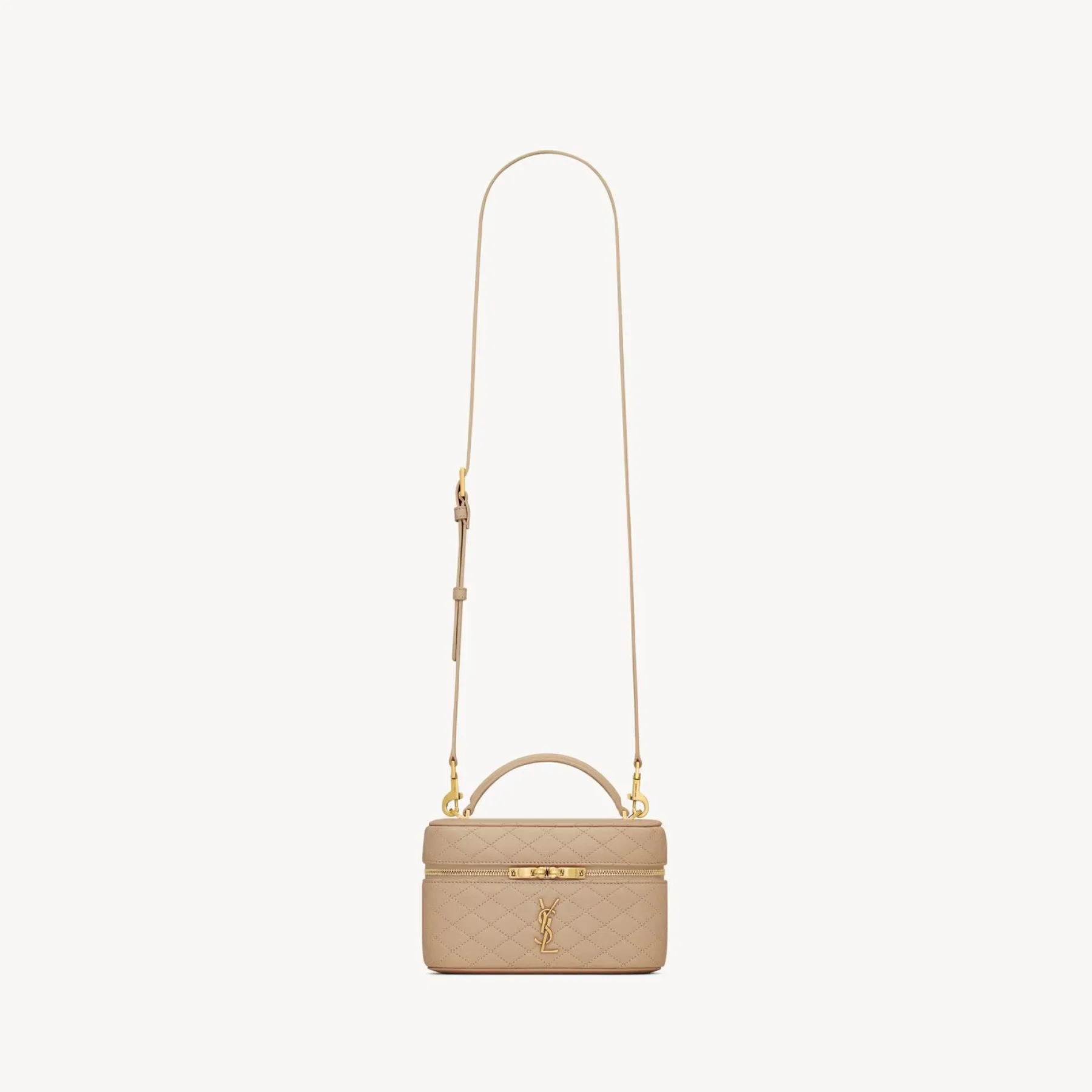 SAINT LAURENT YSL GABY vanity Medium bag in lambskin - DK TOFFEE