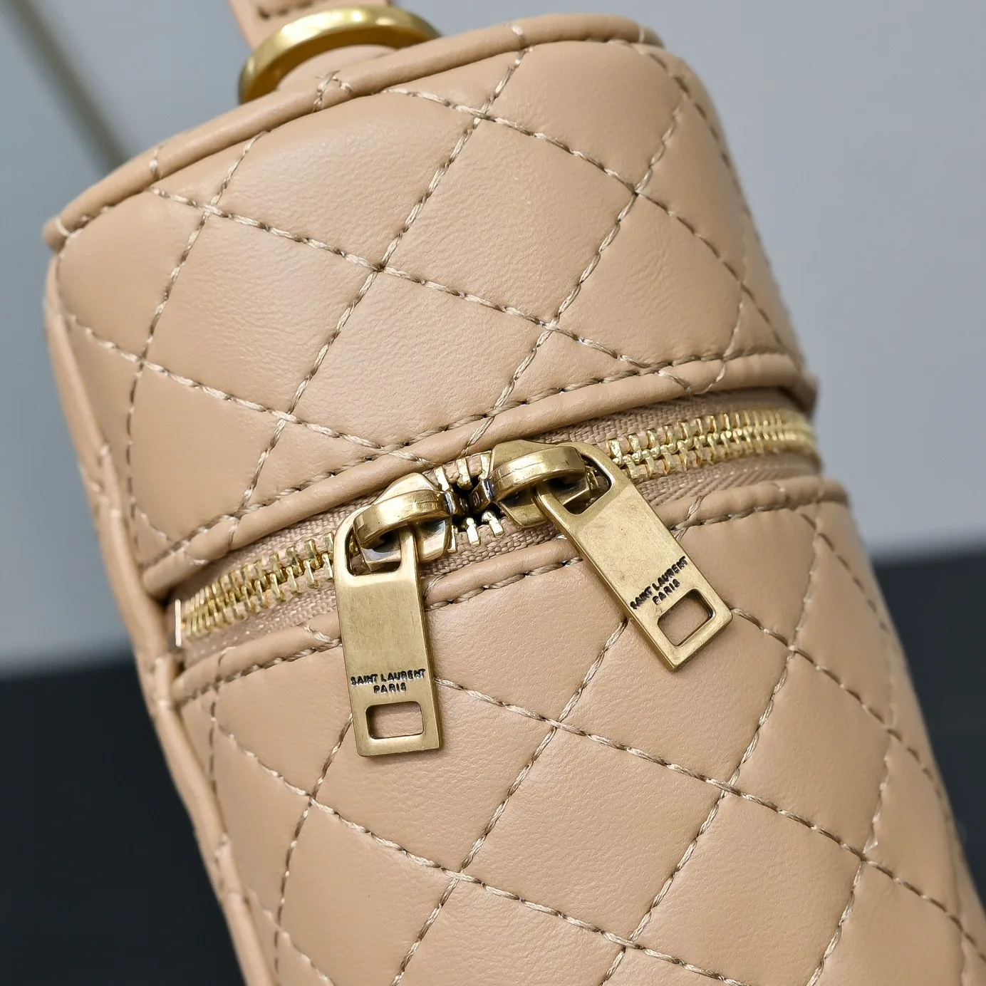 SAINT LAURENT YSL GABY vanity Medium bag in lambskin - DK TOFFEE
