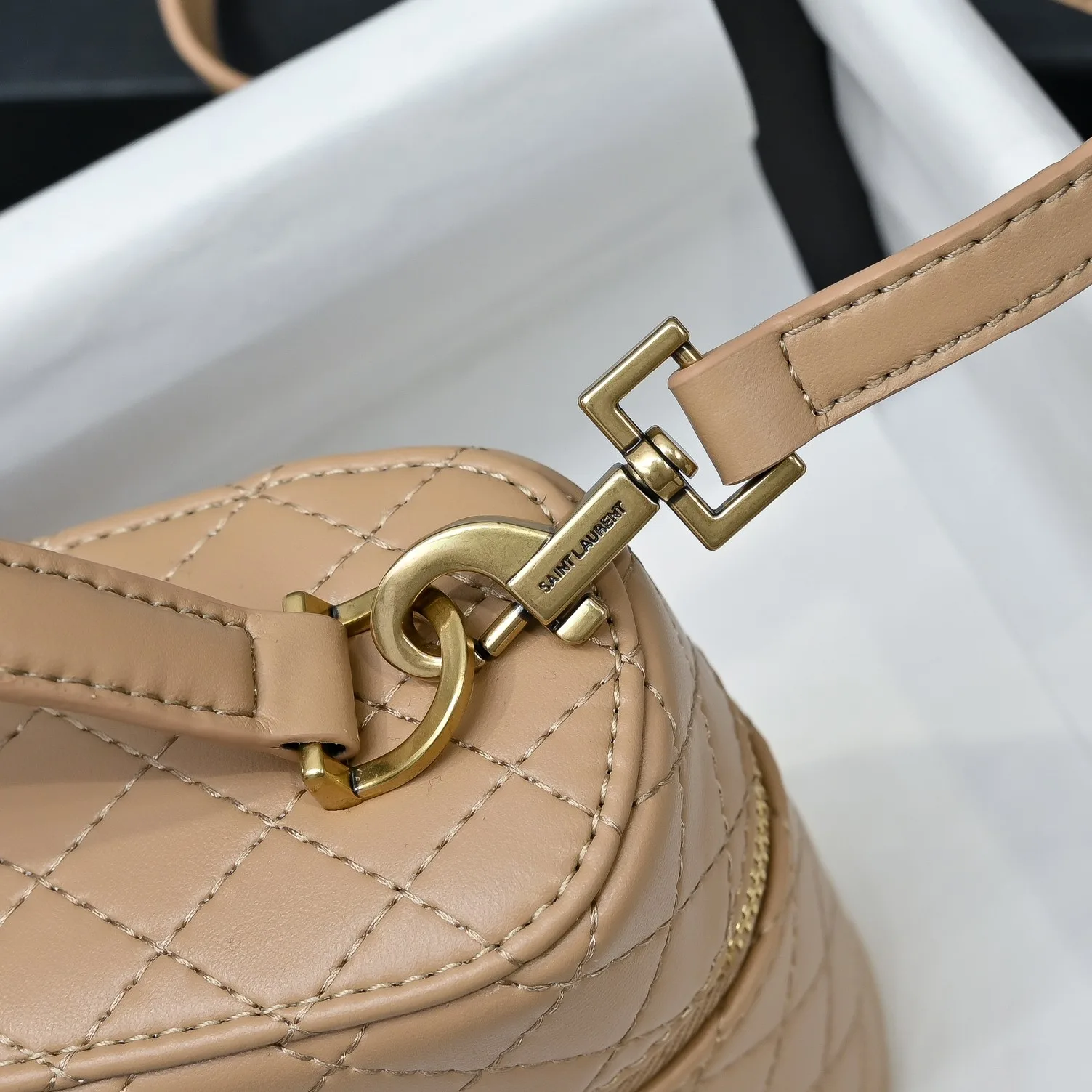 SAINT LAURENT YSL GABY vanity Medium bag in lambskin - DK TOFFEE