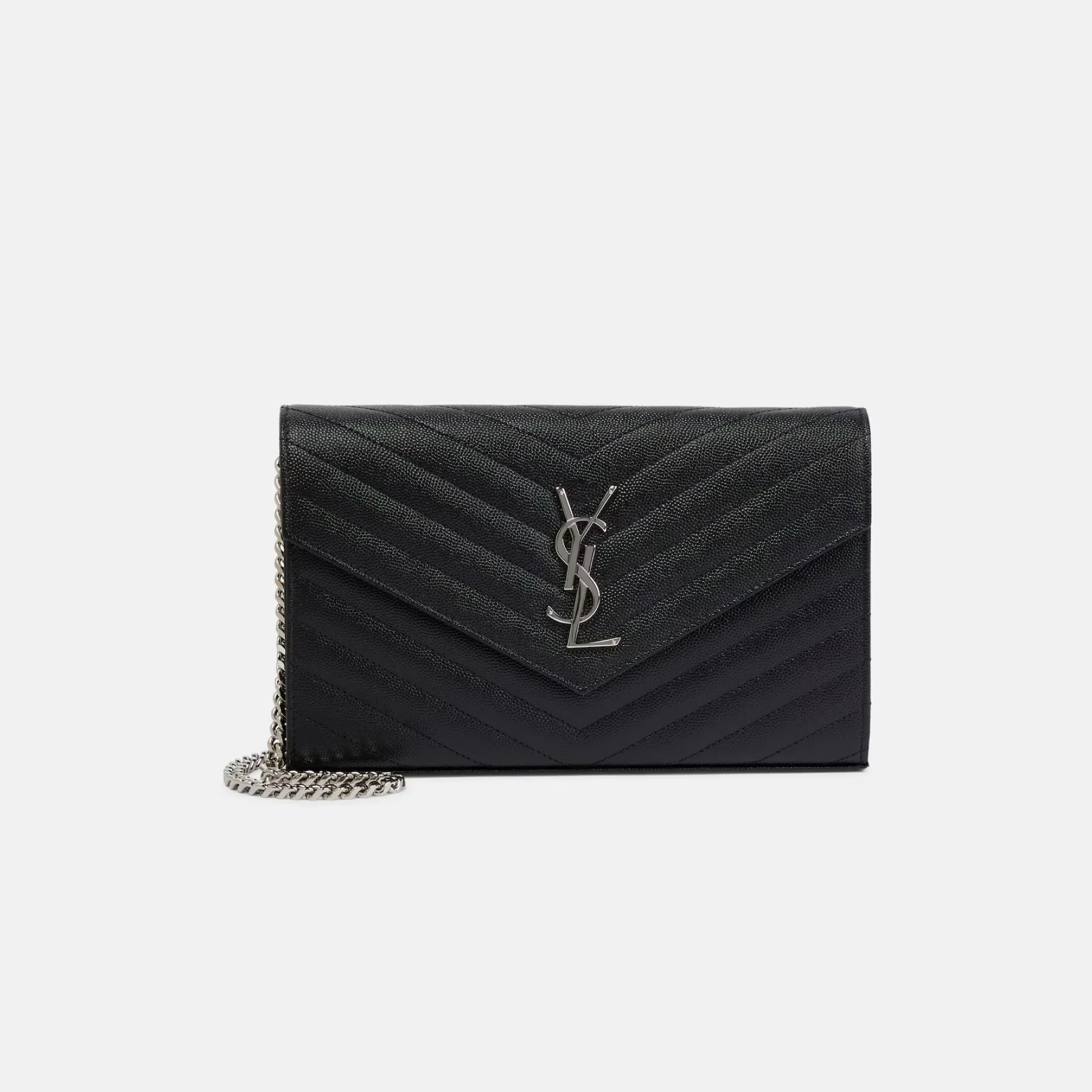 Saint Laurent YSL Cassandre Envelope - Black - Silver Metal