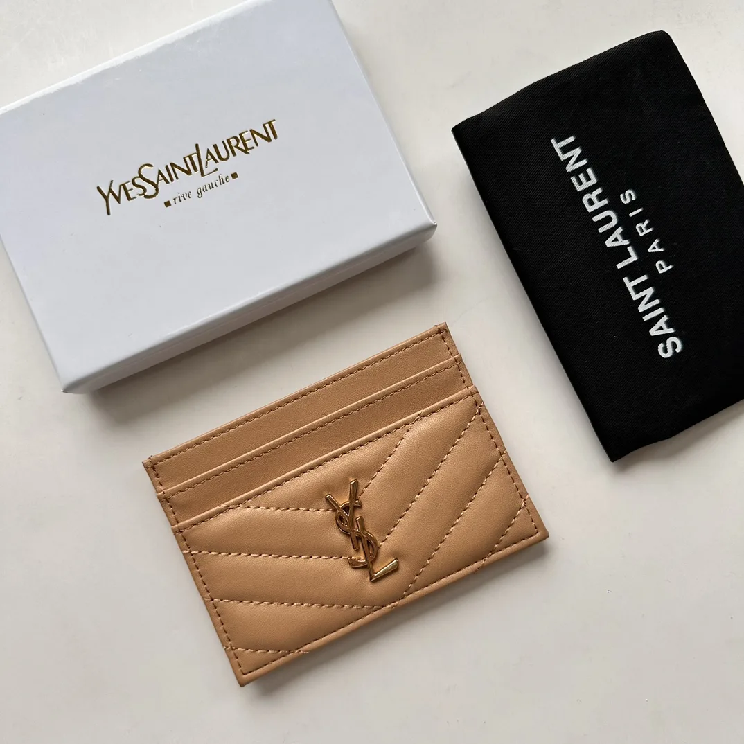 Saint Laurent CASSANDRE MATELASSÉ card case in lambskin -Apricot Wallet