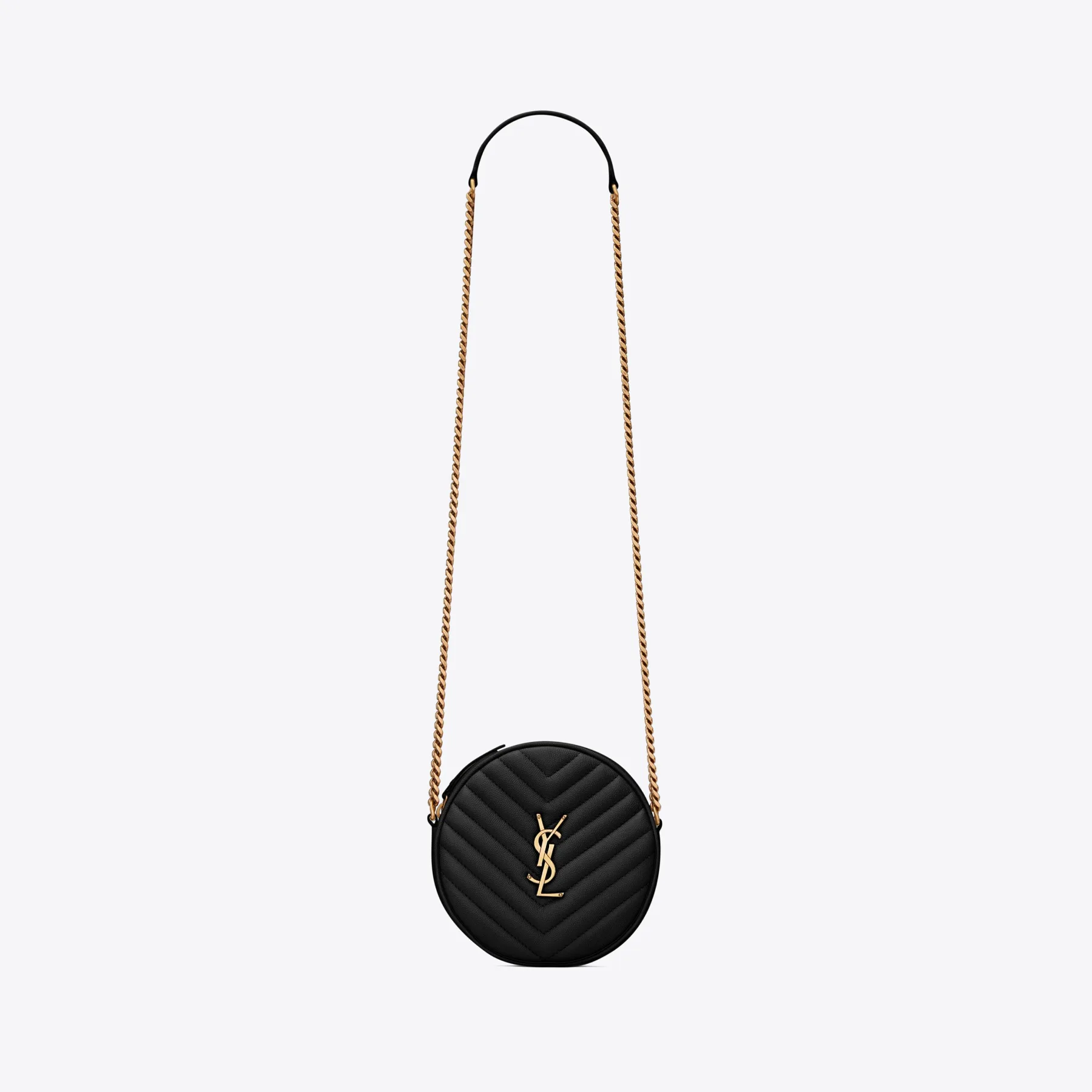 Saint Laurent YSL Round Vinyle Camera Crossbody Bag